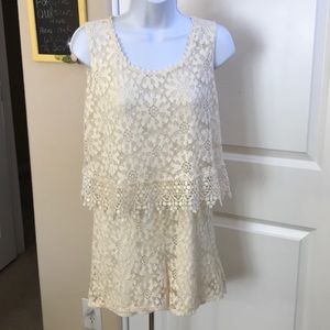 Hasperns Sleeveless Lace Romper Off White